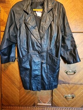 Bechamel Black Leather Size Small Vintage 80's 90's  Women's Blazer Jacket